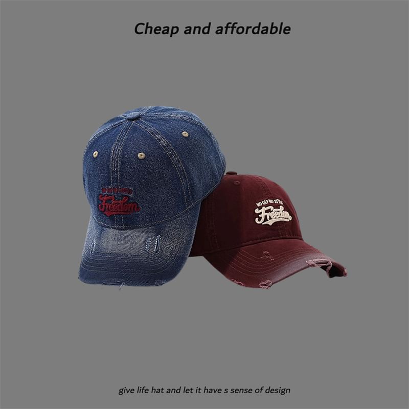 Washed Cap Letter Distressed Embroidered