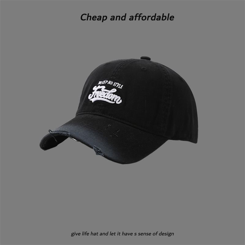 Washed Cap Letter Distressed Embroidered