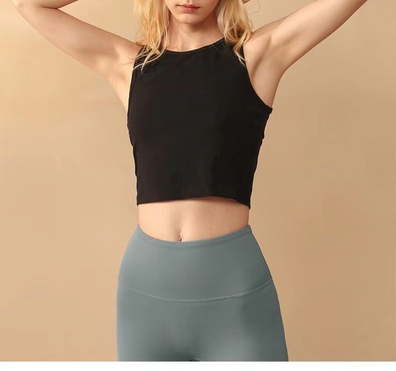 Crew Tank Neck Crop Plain Top
