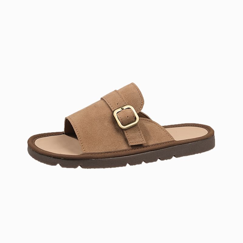 Sandals Plain Buckled Slide