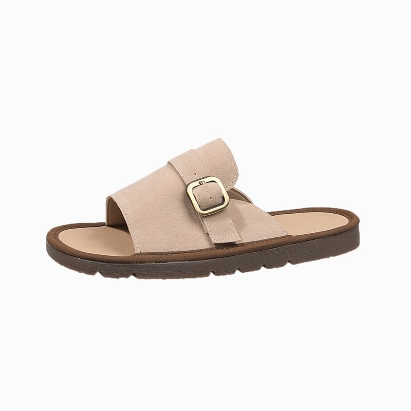 Sandals Plain Buckled Slide