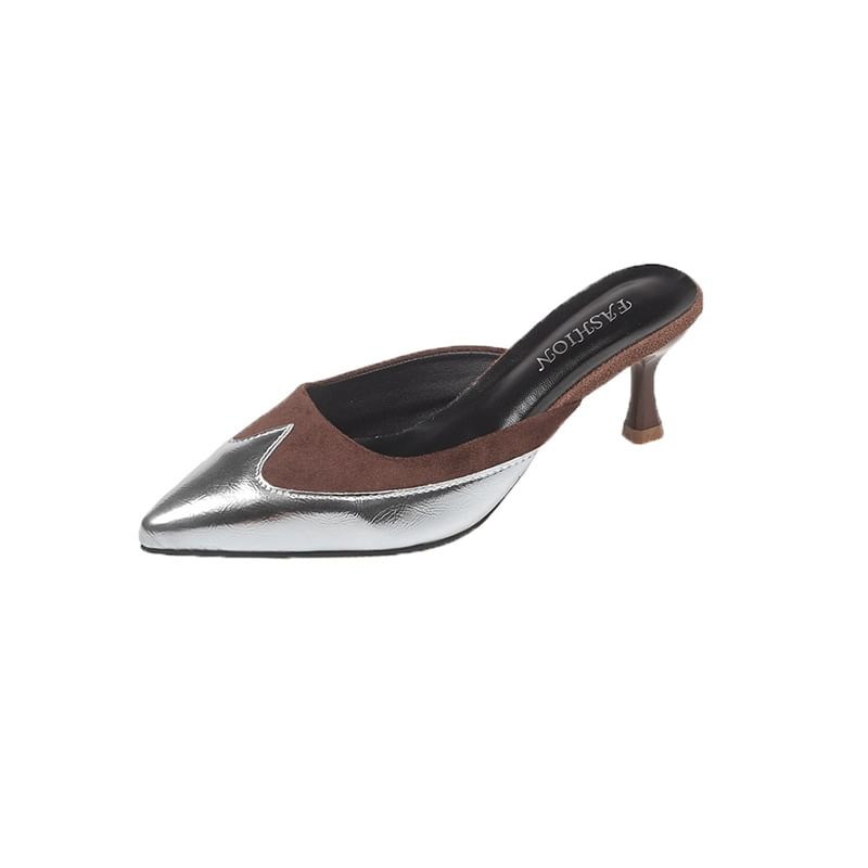 Toe Mules Tone Two Pointed Heel Stiletto