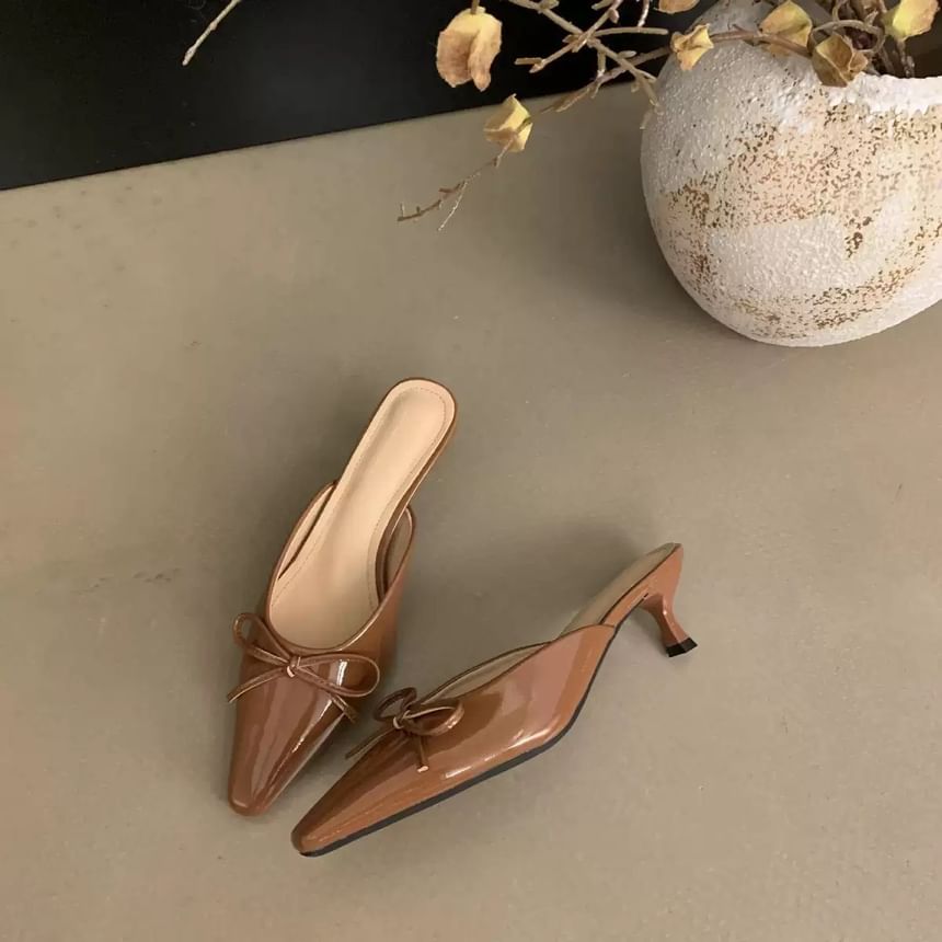 Mules Stiletto Bow Heel Toe Pointed
