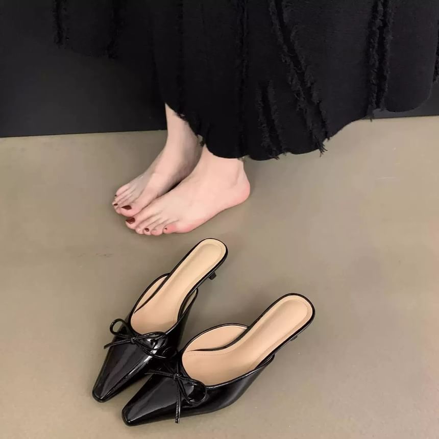 Mules Stiletto Bow Heel Toe Pointed