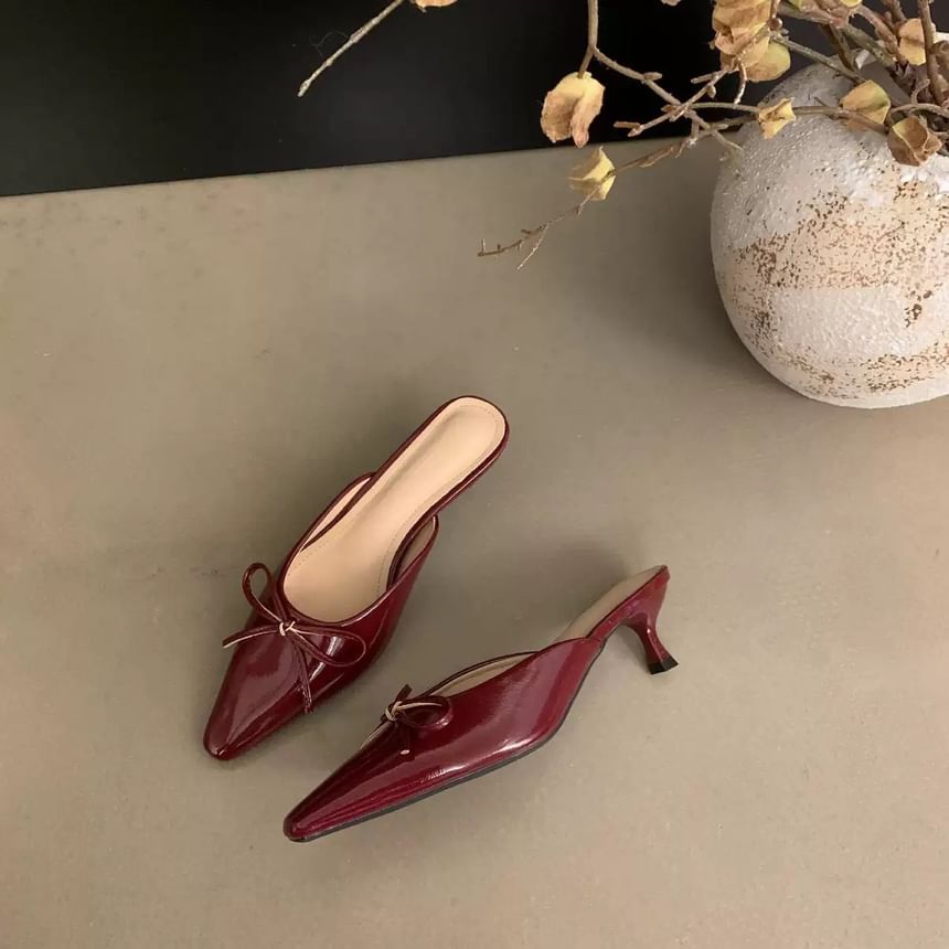 Mules Stiletto Bow Heel Toe Pointed