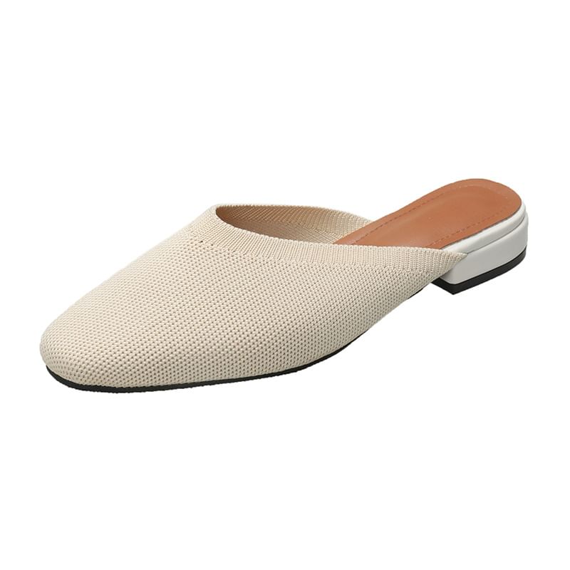 Flat Mules Two-Tone Knit