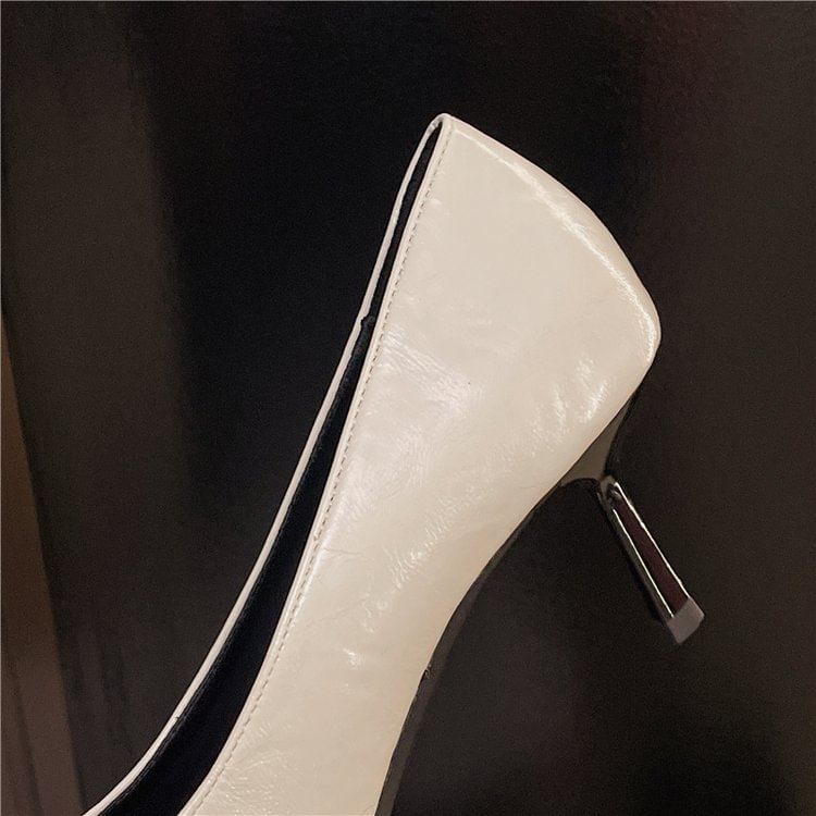 Lace-Up Heel Pumps Pointed High Toe