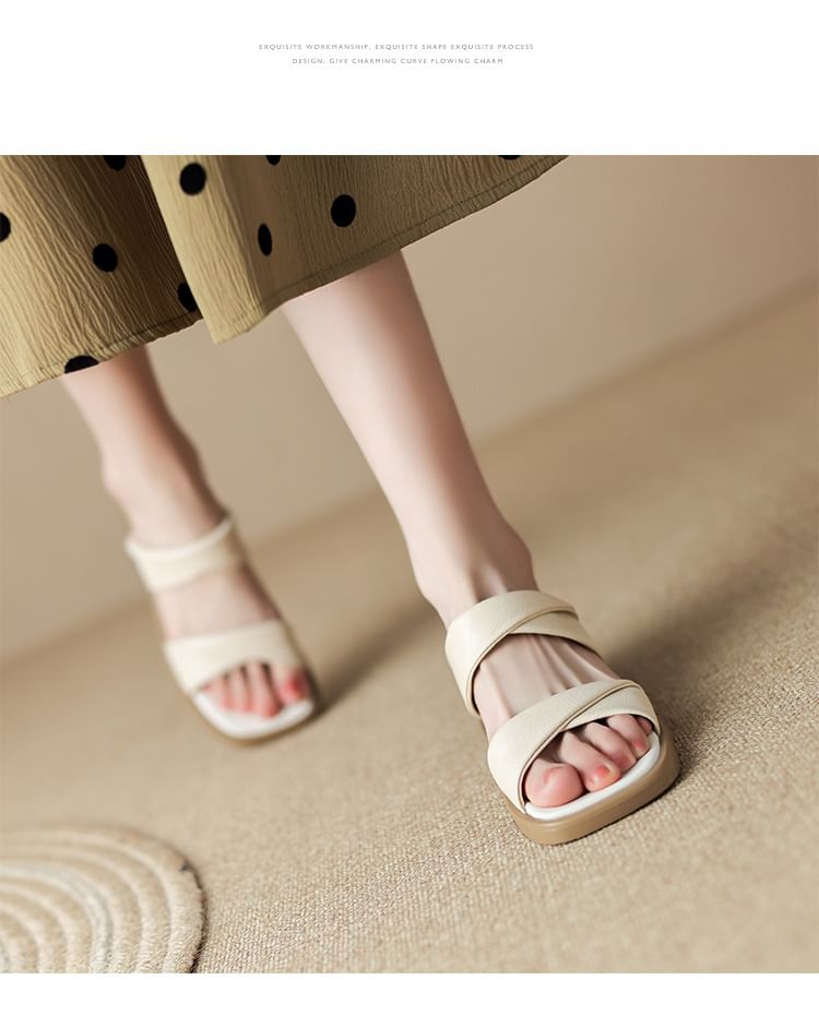 Chunky Heel Slide Sandals