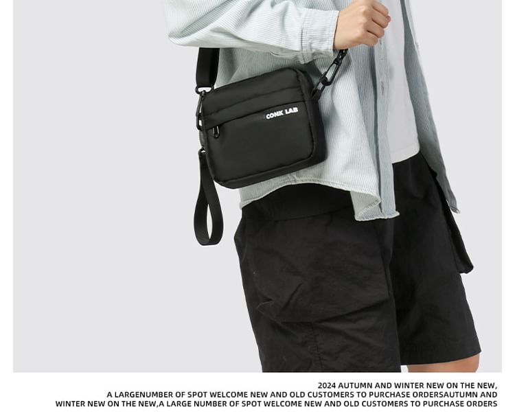 Lettering Crossbody Print Nylon Bag