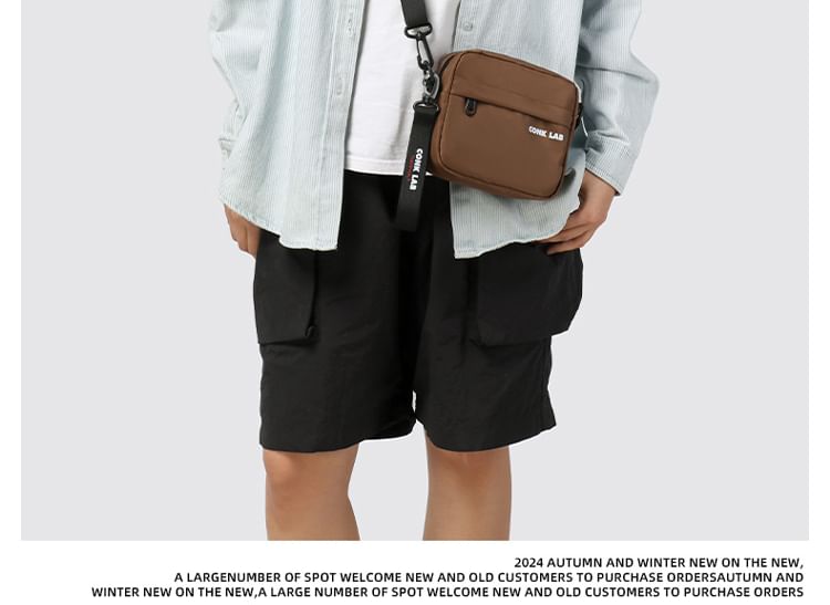 Lettering Crossbody Print Nylon Bag