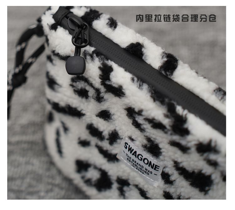 Fleece Crossbody Applique Bag
