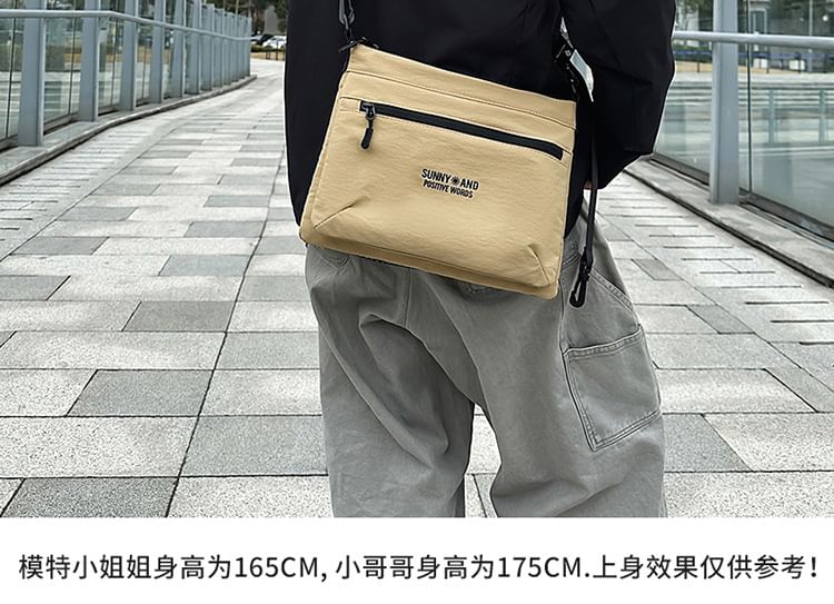 Crossbody Print Lettering Nylon Bag