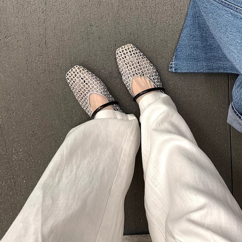 Plain Flats Square Toe Woven
