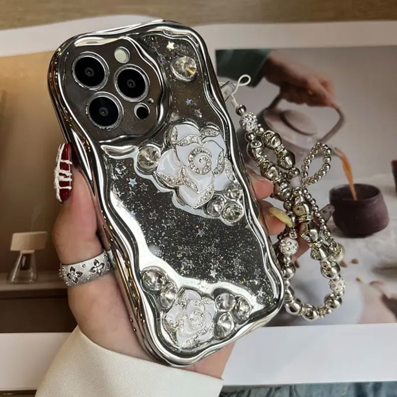 Case Floral Phone Metallic Set / Strap