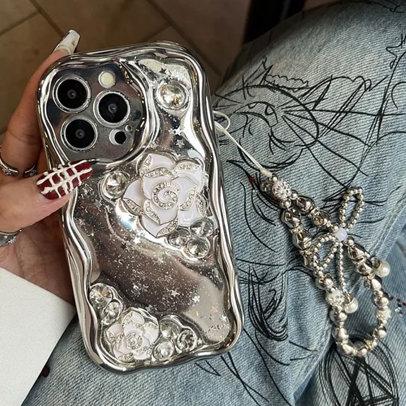 Case Floral Phone Metallic Set / Strap