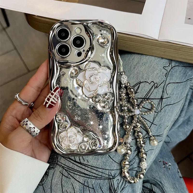 Case Floral Phone Metallic Set / Strap