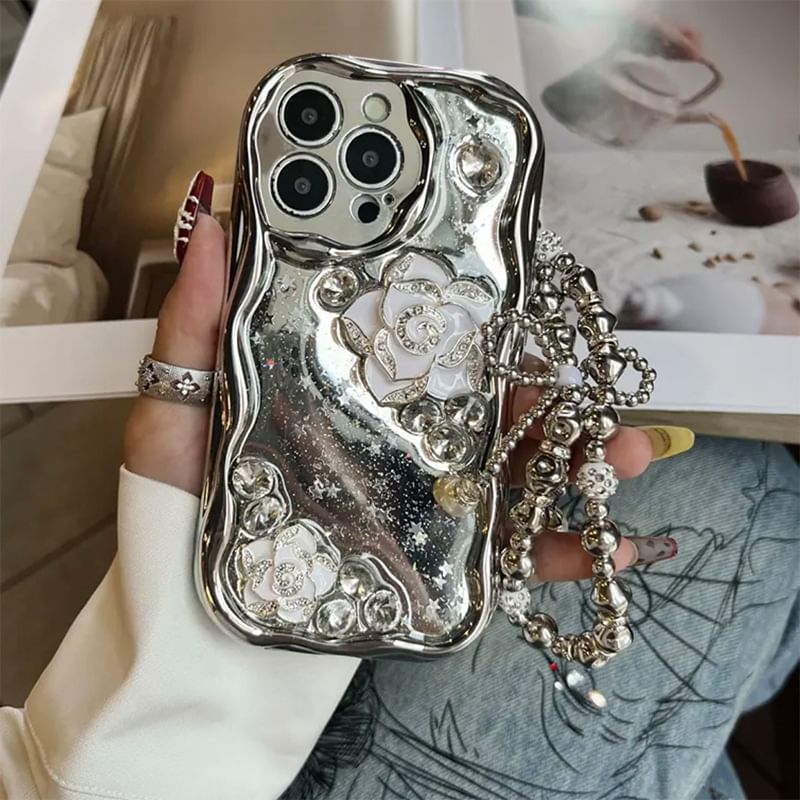 Case Floral Phone Metallic Set / Strap