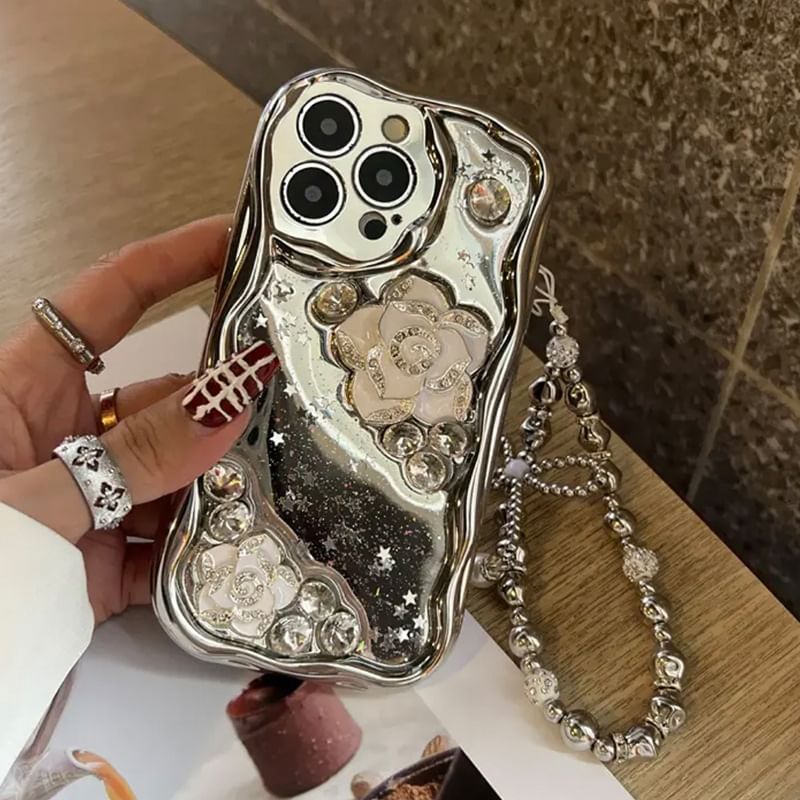 Case Floral Phone Metallic Set / Strap