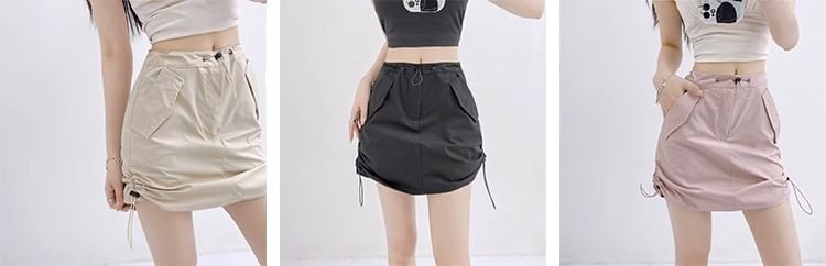 Waist Plain A-Line Skirt High Mini