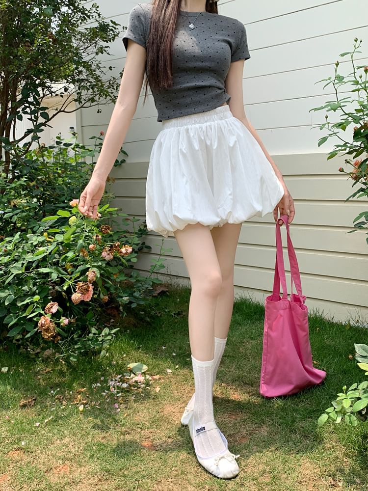 High Shorts Waist Plain Bubble