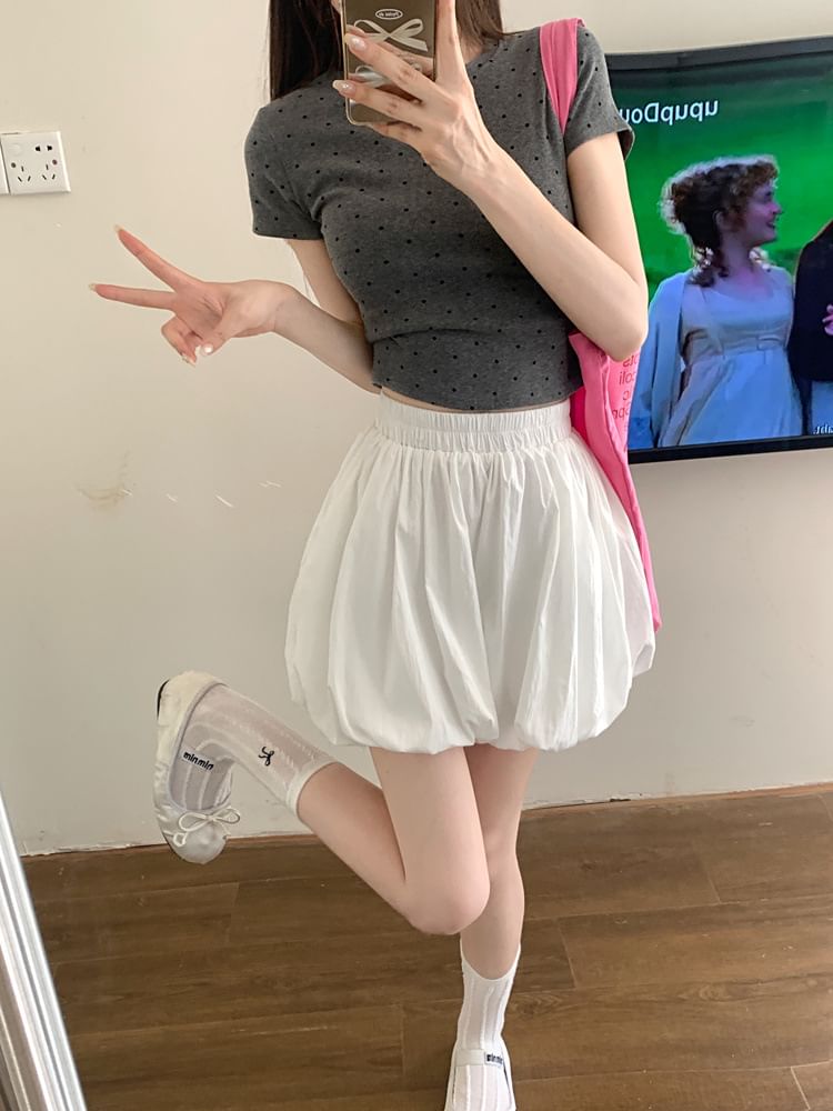 High Shorts Waist Plain Bubble