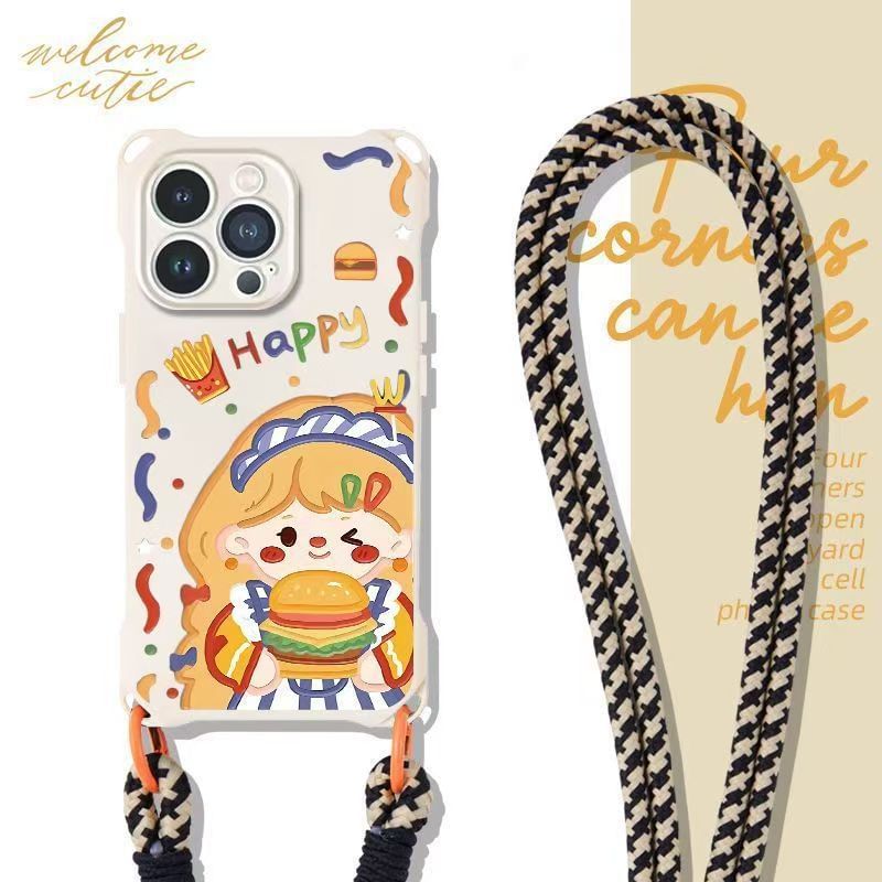 Lanyard Case / Set Strap Phone Burger Girl