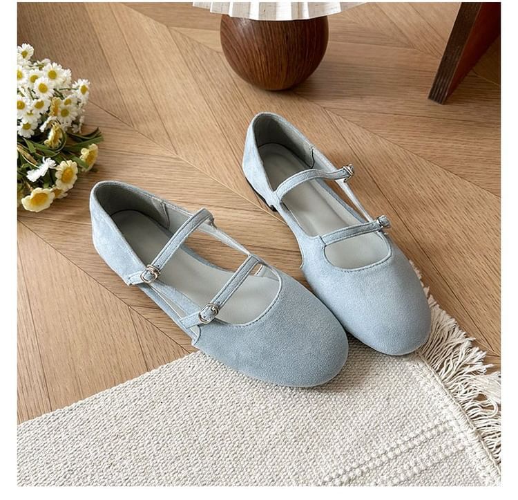 Plain Mary Suede Jane Cutout Faux Shoes