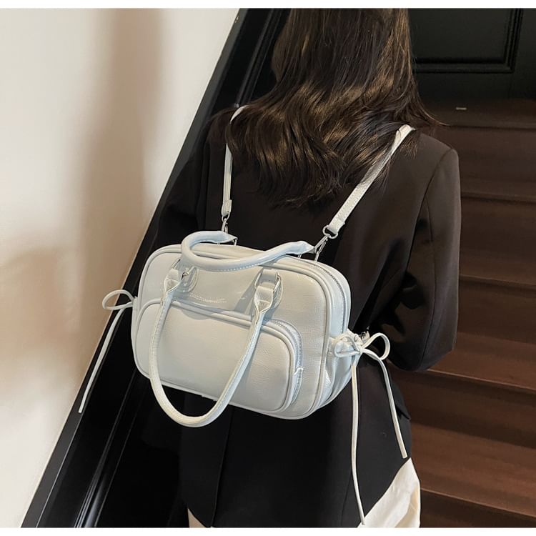 Sample Multi-Way Faux Leather Multi-Pocket Backpack