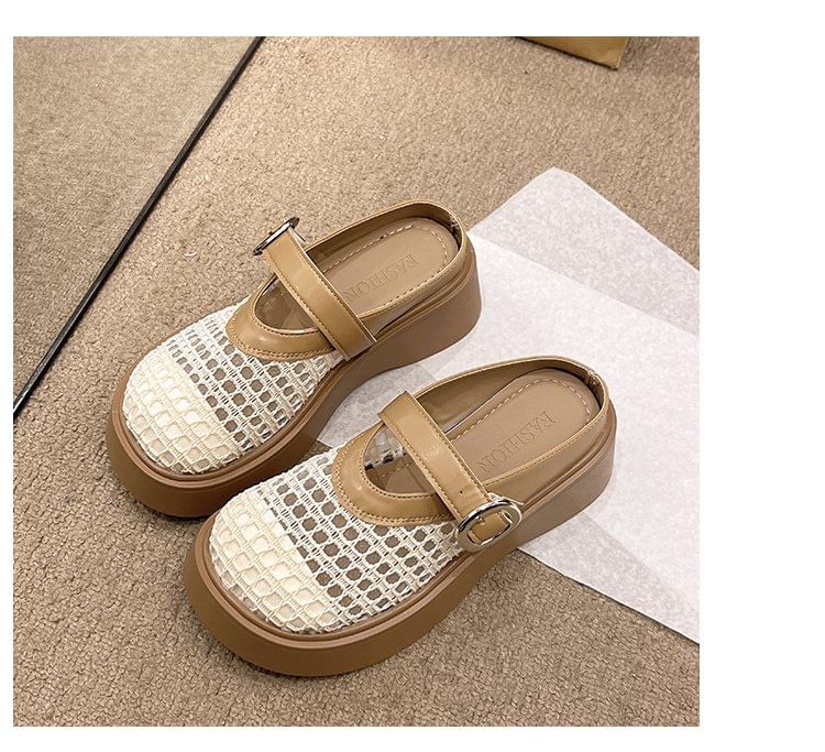 Cutout Mary Jane Mules Platform