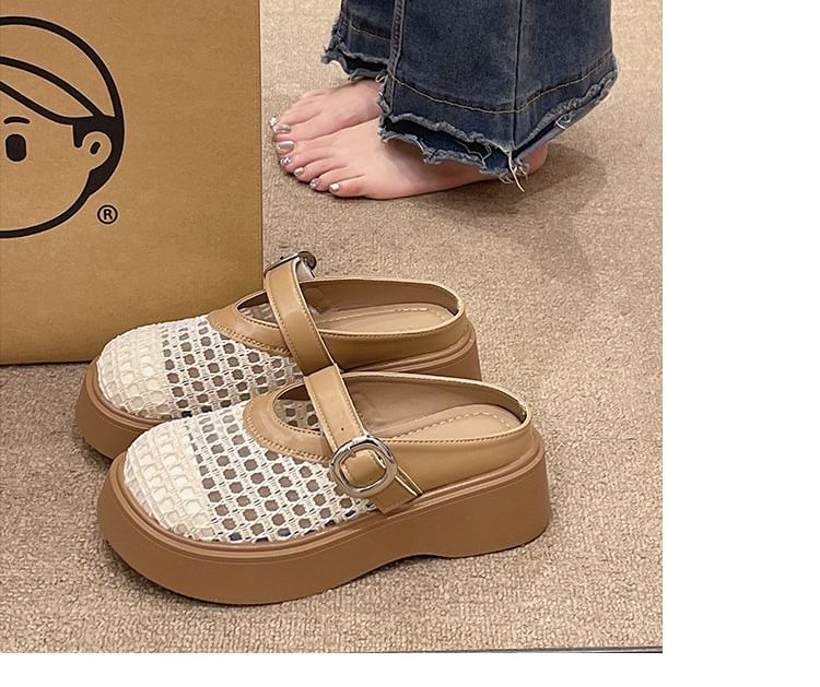 Cutout Mary Jane Mules Platform