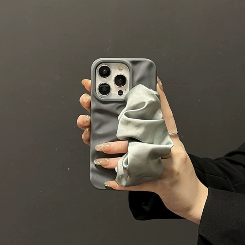 Plain Shirred Fabric Strap Phone Case