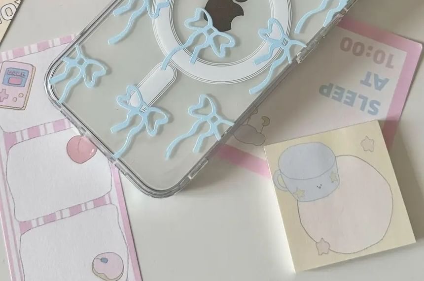 Bow Print Magsafe Compatible iPhone Case / Card Case / Set