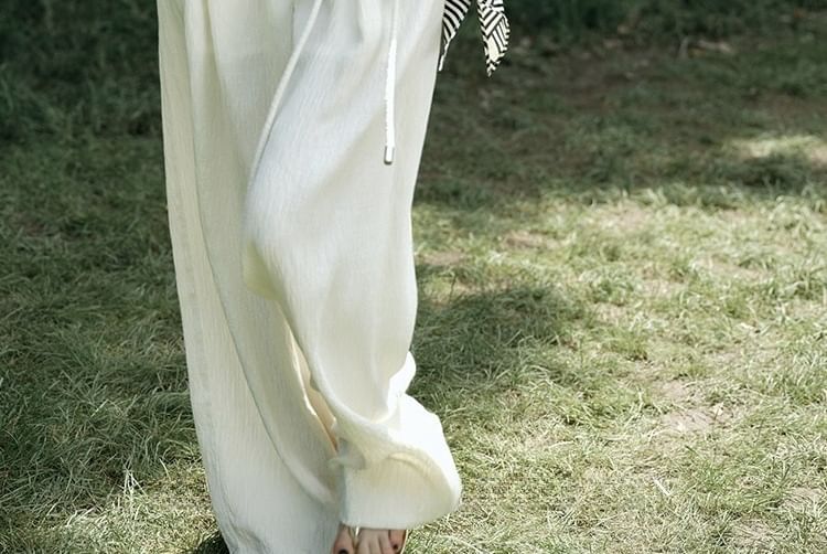 Rise / Slit Tank Top Leg Knot High V-Neck Pants Plain Wide