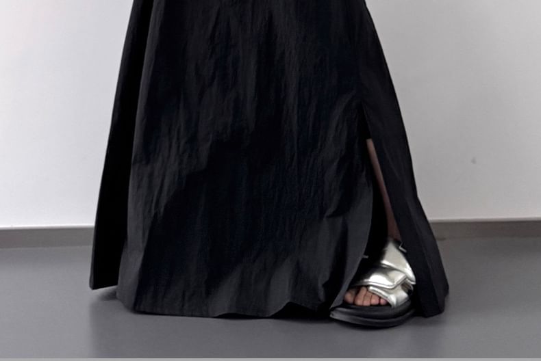 Skirt Slit A-Line Rise High Maxi Plain