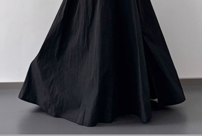Skirt Slit A-Line Rise High Maxi Plain