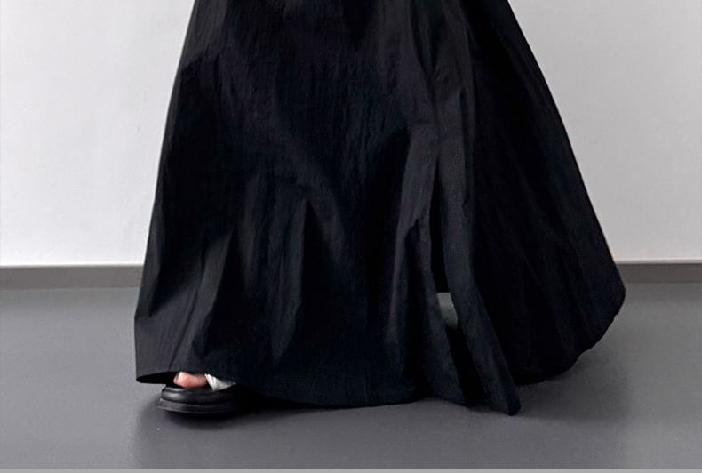 Skirt Slit A-Line Rise High Maxi Plain