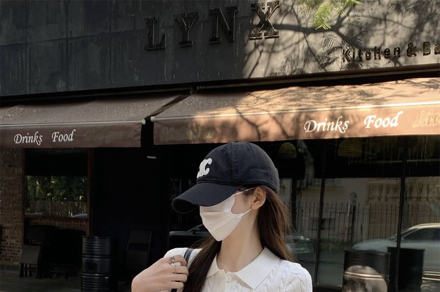 Wholesale Sample Short-Sleeve Plain Cable Knit Crop Polo Shirt