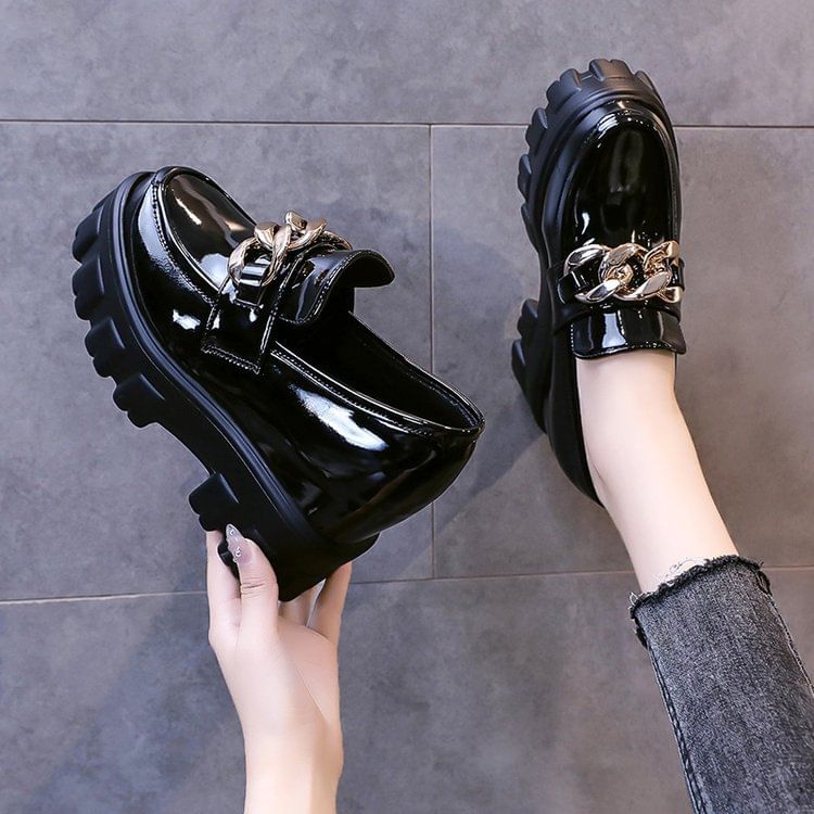 Platform Wedge Loafers Hidden
