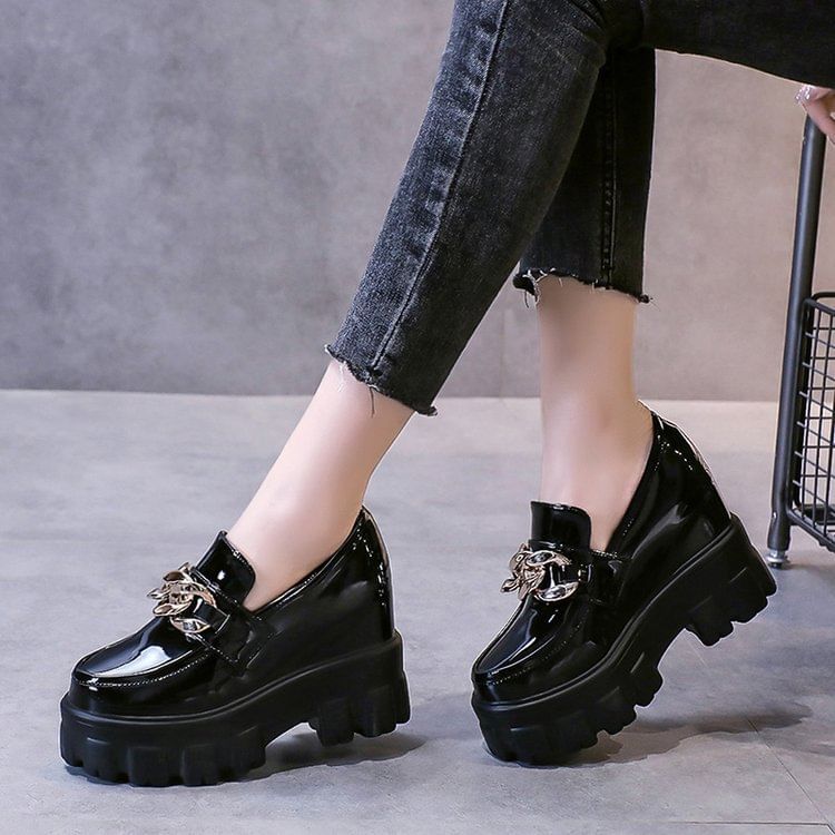 Platform Wedge Loafers Hidden