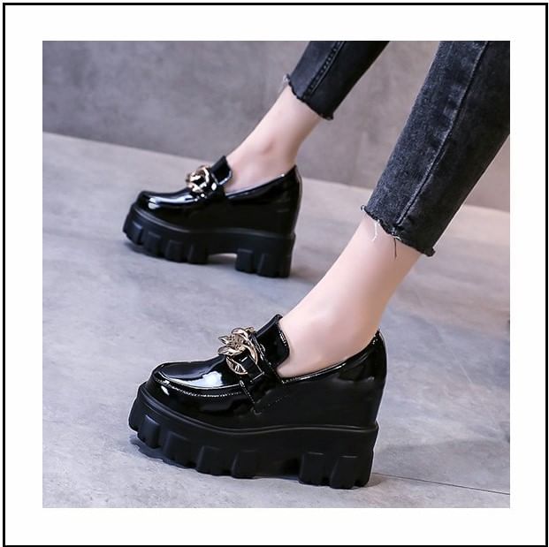 Platform Wedge Loafers Hidden