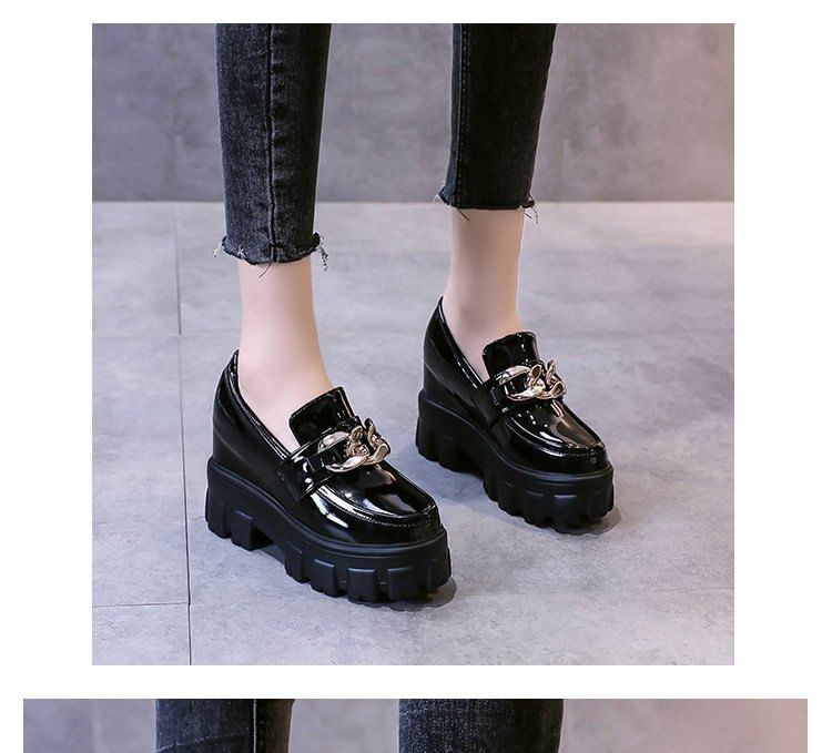 Platform Wedge Loafers Hidden