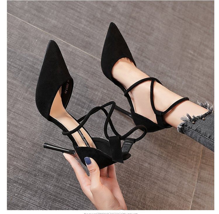 Pointed Pumps Strapped Toe Stiletto