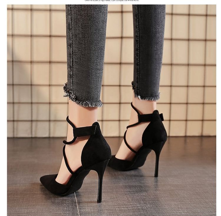 Pointed Pumps Strapped Toe Stiletto