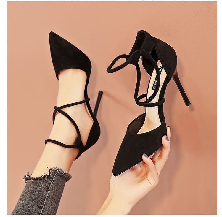 Pointed Pumps Strapped Toe Stiletto