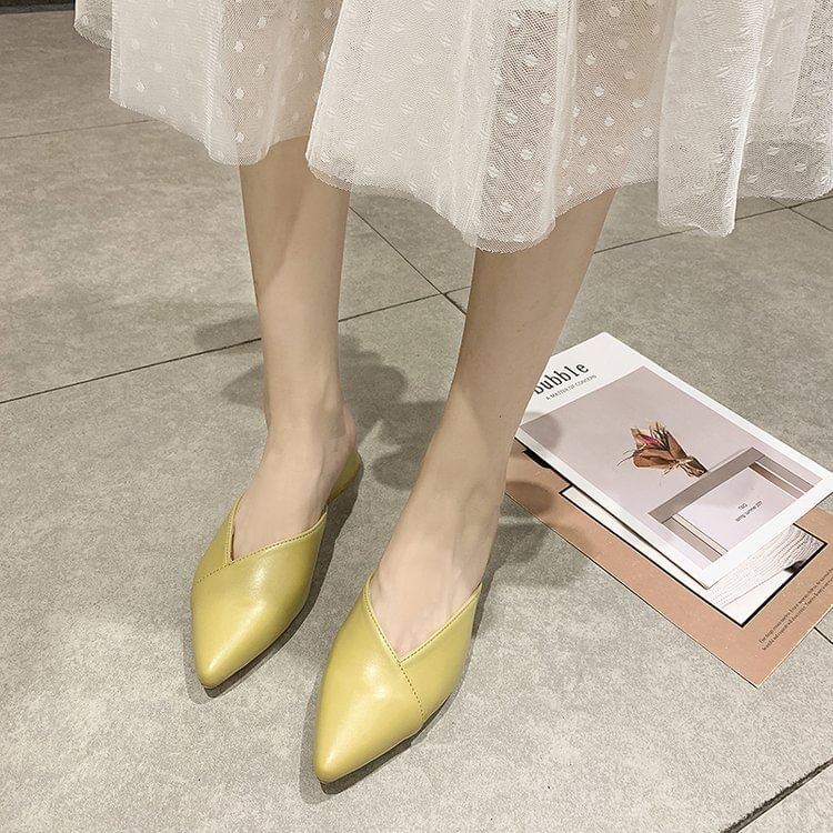 Toe Mules Pointed Faux Leather