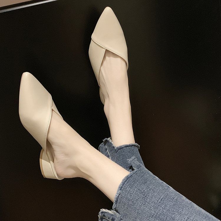 Toe Mules Pointed Faux Leather