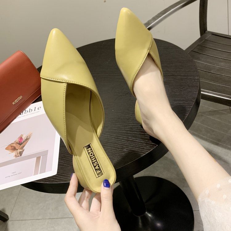 Toe Mules Pointed Faux Leather
