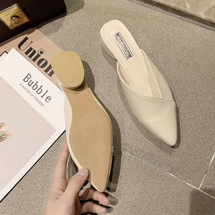 Toe Mules Pointed Faux Leather