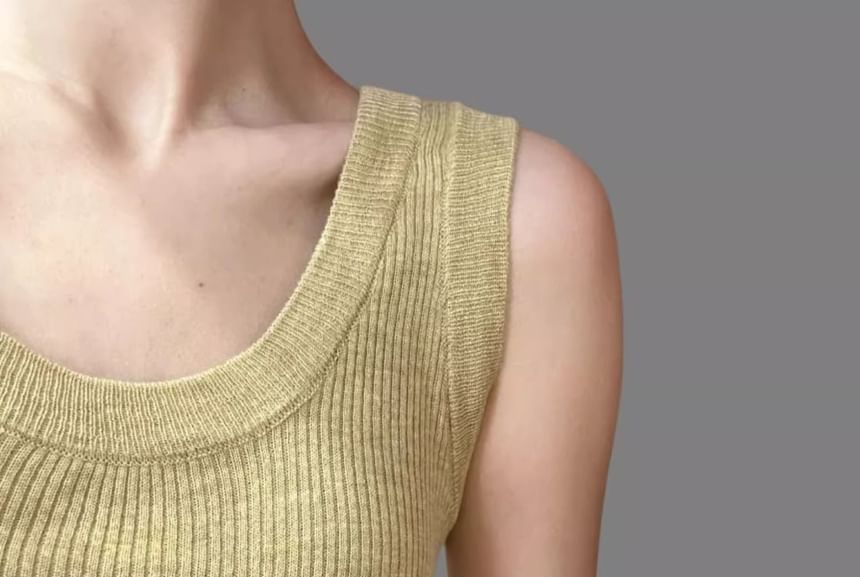 Scoop Neck Plain Knit Tank Top