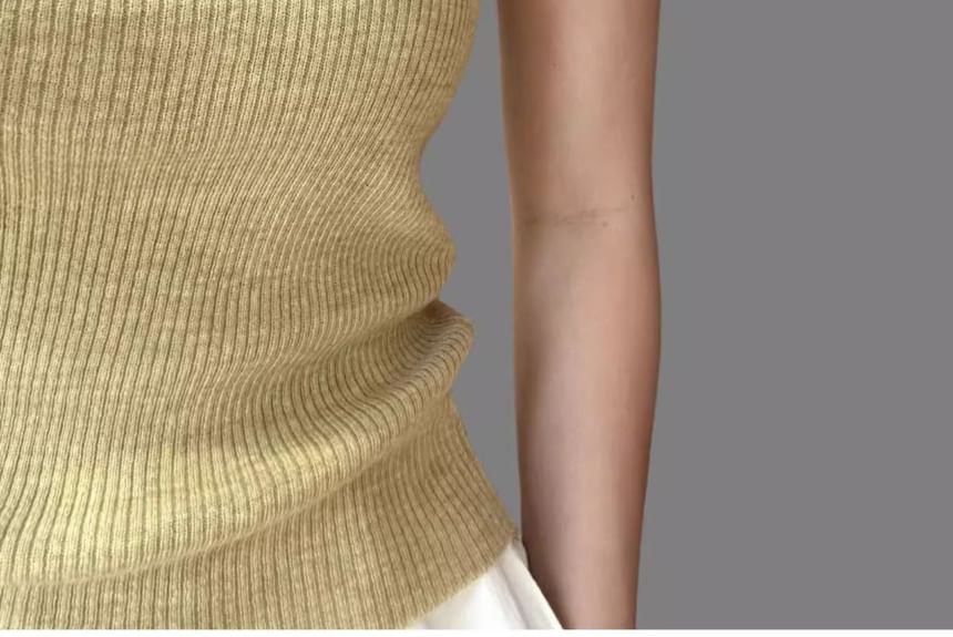 Scoop Neck Plain Knit Tank Top